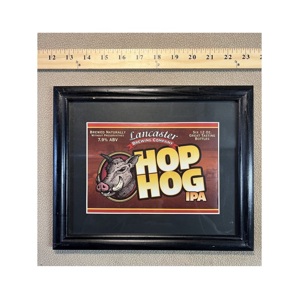Lancaster Brewing Company Hop Hog IPA Beer Label Framed‎ Wall Art Decor